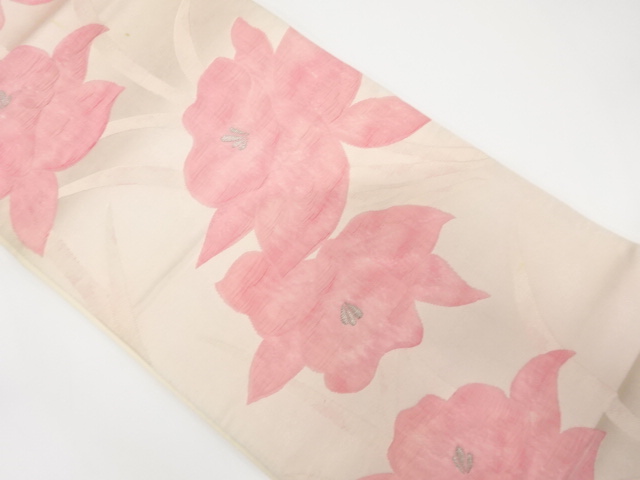 JAPANESE KIMONO / ANTIQUE FUKURO OBI / SILK / WOVEN FLOWER
